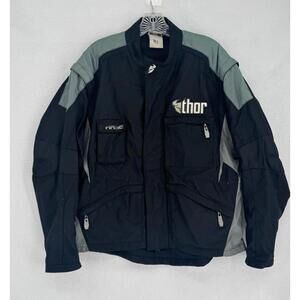 Thor Phase Mens Black Biker Moto Outdoor Racing 2008 Motocross Jacket Sz L